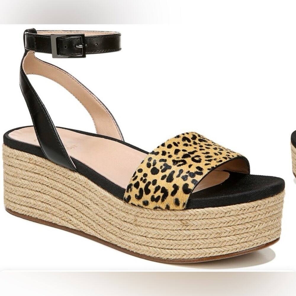 27 Edit Naturalizer Jamari Platform Espadrille Sandals Cow Hair Leopard Print 8